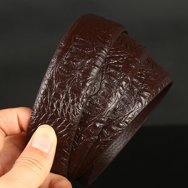 Writing A Notebook Men's Leather Crocodile-Patterned Cowhide Belt, 8-Shaped Buckle Belt, Belt, Belt, Plate Buckle 105Cm