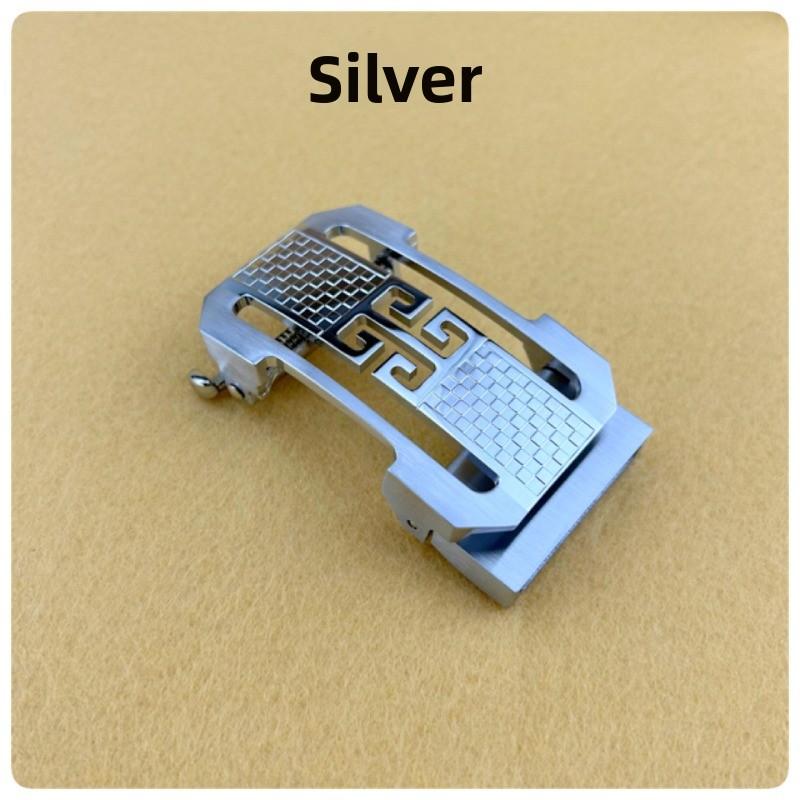 

3. 5cm inner diameter solid brass automatic buckle, new letter design, premium brass automatic belt buckle for high-end business belts Inner diameter 3.5cm срібний