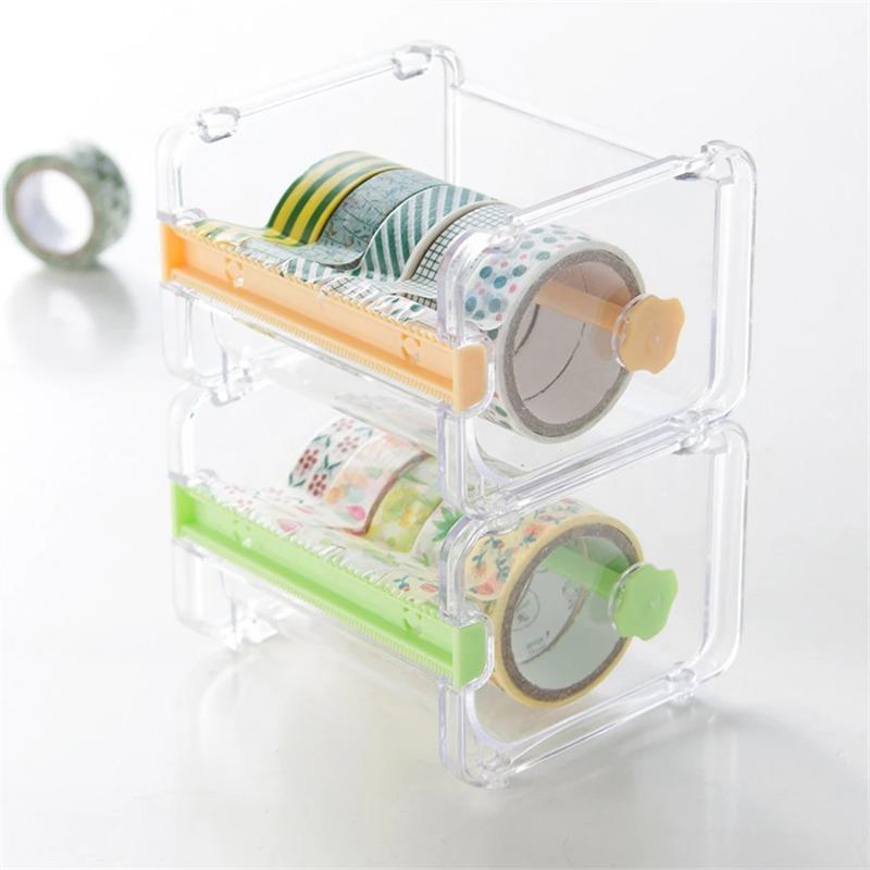 Office Paper Tape Cutter Creative Tape Storage Box Student Handbook Tape Packaging and Cutting Clip Handmade DIY Split Tape for Office School