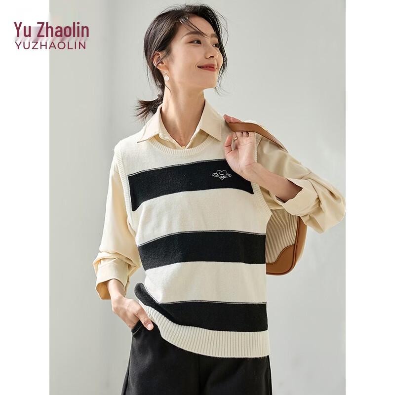 YUZHAOLIN Women s Striped Color Block Knitted Vest M