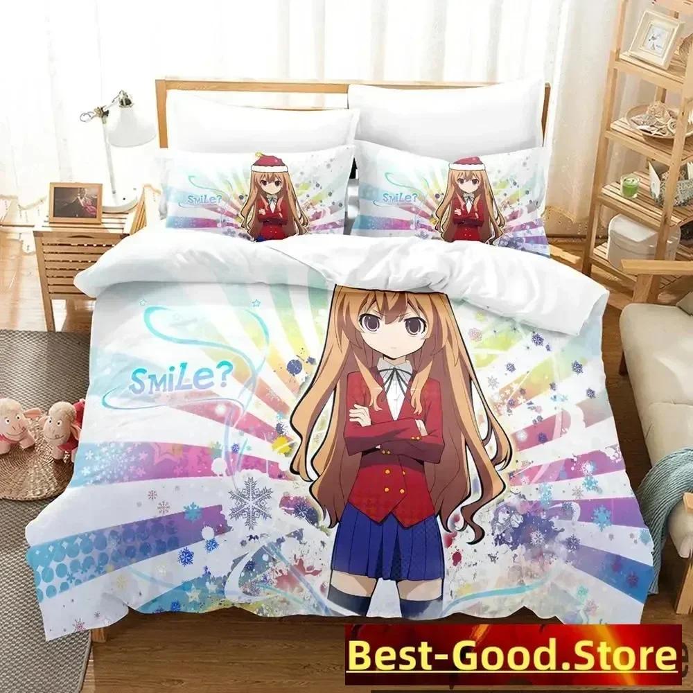 Anime Toradora TIGER DRAGON Bedding Set Duvet Cover Sheet Printed Bed Set Pillowcase Bed Full Queen King Size Comforter Bedroom