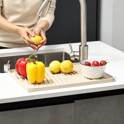 KitchenRaku Sink Mat, Silicone, Insulated, Non-Slip, Draining and Drying Mat, Heat-Resistant, Sink Protector, Countertop Sink Liner, Kitchen, Dining T