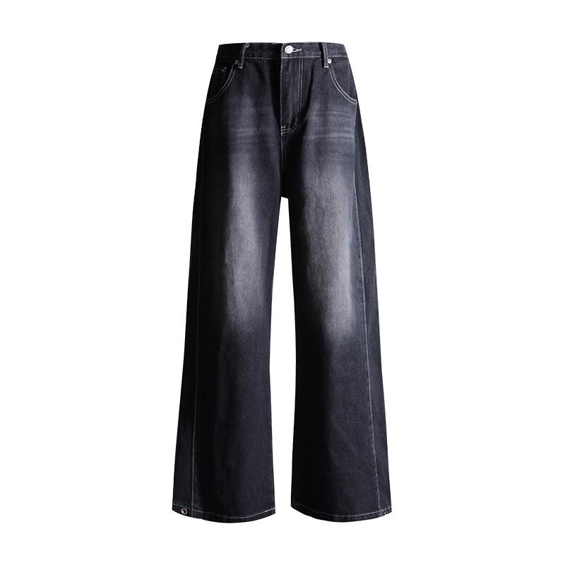 Women's Wide-Leg Black-Gray High-Waisted Jeans - Autumn/Winter 2023