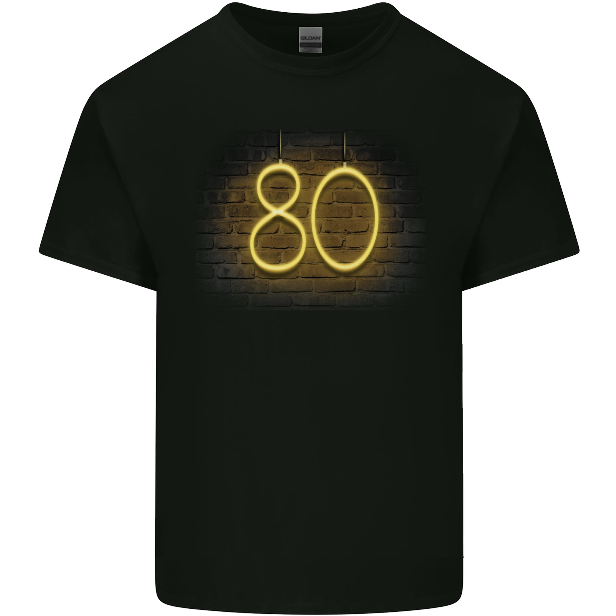 80th Birthday Neon Lights 80 Year Old Unisexs Light Cotton TShirt S
