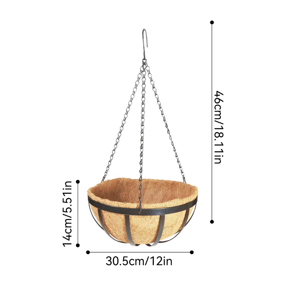 Hanging Baskets for Plants with Coco Liner Flower Basket Pots Holder Hanger Hook Deck Patio Porch Garden Balcony Decoration