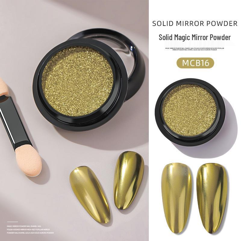 Super Bright Nail Art Magic Mirror & Glitter Powders: Tycoon Gold, Water Ripple, Fairy, Shell & Titanium Gold