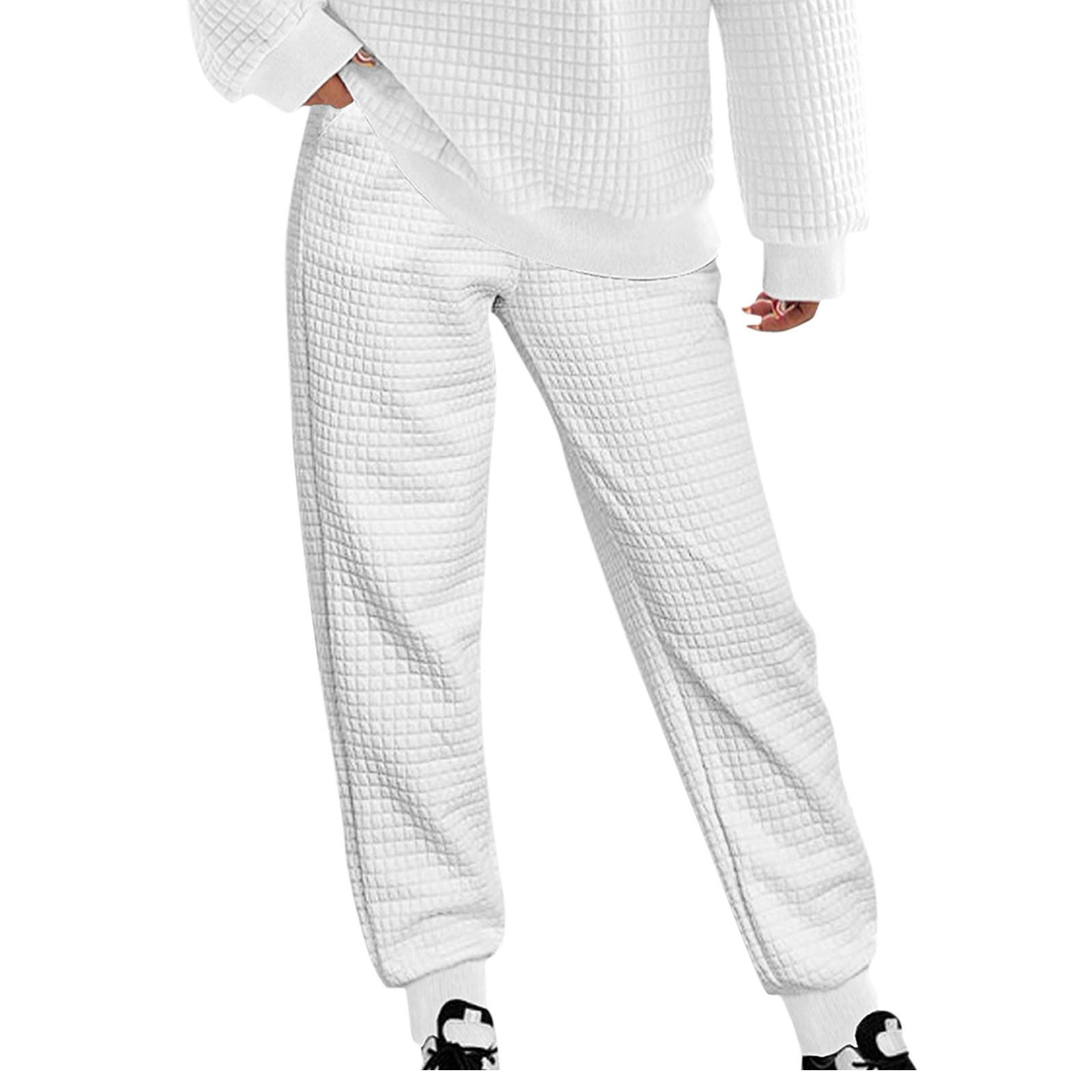 

Women High Waisted Sweatpants Joggers Pants Baggy Bottoms Color Pants With Pockets S білий
