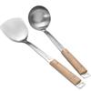 Wooden Handle Wok Spatula 304 Stainless Steel Spatula Cooking Utensils Spoon Long Handle Large Size Turner Fried Steak