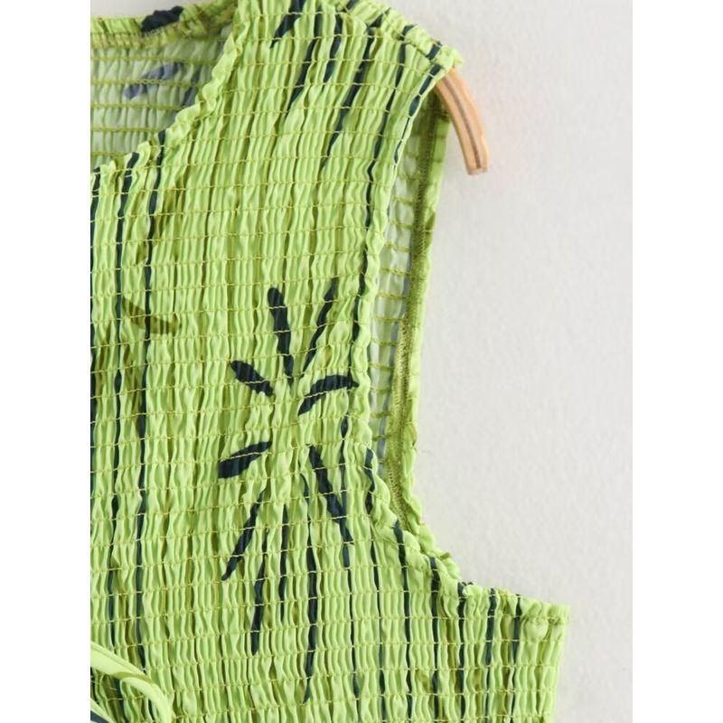 Kaslead New Arrival Women's Clothing Fashion Style Fashion Minimalist Leaf Printed Tops Casual Pants Two-piece Set