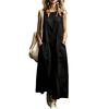 Women Sleeveless Maxi Dress Casual Loose Fit with Big Side Pockets Summer Dress