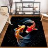 Koi Fish Pattern Carpet with Black Background, Modern Home Decor Rug Suitable for use as an anti-slip for living room bedroom sofas