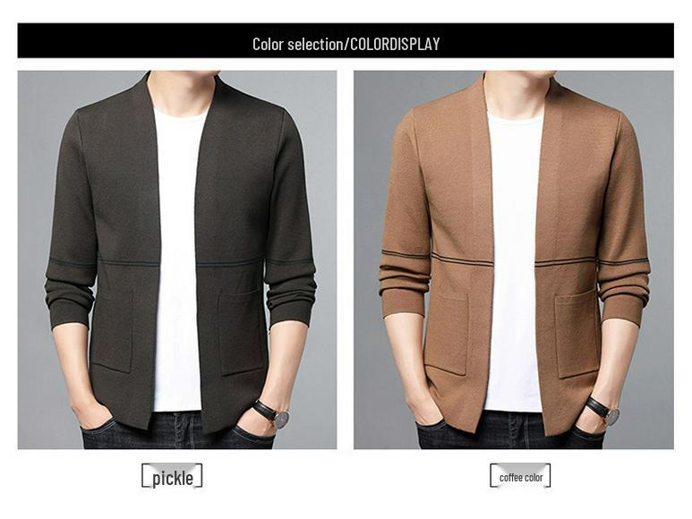 Men's Slim-Fit Knitted Cardigan - Korean Style Fashionable Long Sleeve Sweater Jacket for Spring/Autumn 2025.