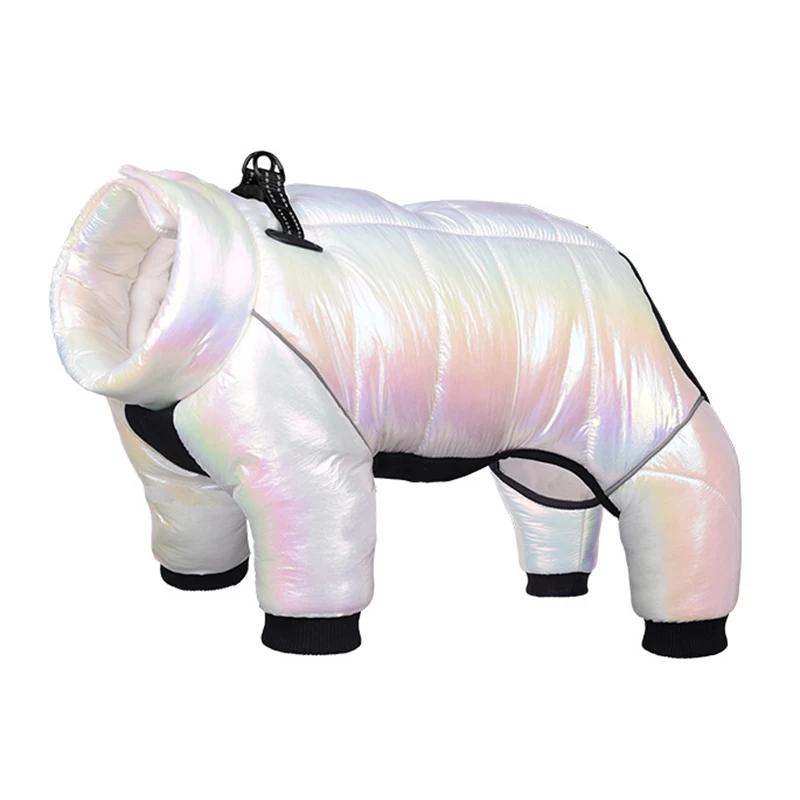 Winter Dog Down Jacket Waterproof Dog Clothes for Small Dogs Build-in Collar Puppy Jumpsuit Reflective Pet Coat French Bulldog