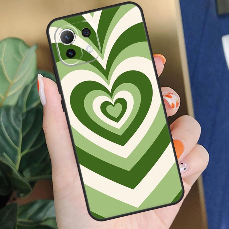 Sage Green Coffee Love Heart Latte Case For Xiaomi 17 Pro Max 14 15 Ultra 13T 14T 15T Pro POCO F8 F7 F5 F6 X5 X6 X7 Pro Coque
