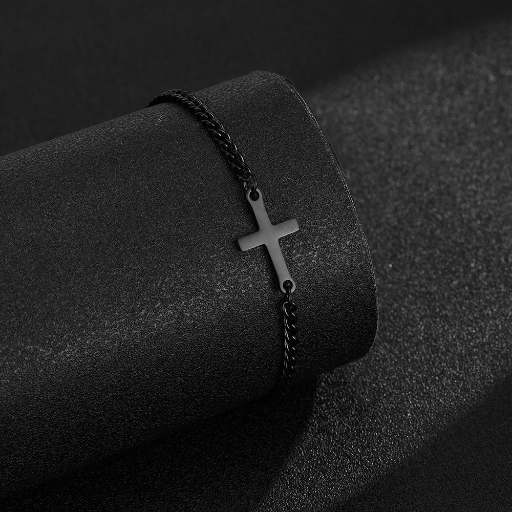 Elegant Gold Cross Stainless Steel Bracelet for Couples