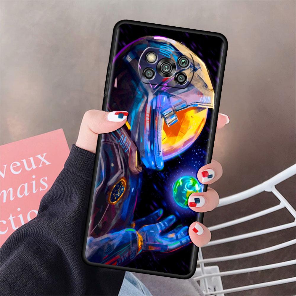 Case For Xiaomi Mi Poco X3 NFC X4 Pro F3 F4 GT M4 M3 F1 C40 11 Lite 11T Soft Silicone Funda Phone Cover Cool Lonely Astronaut