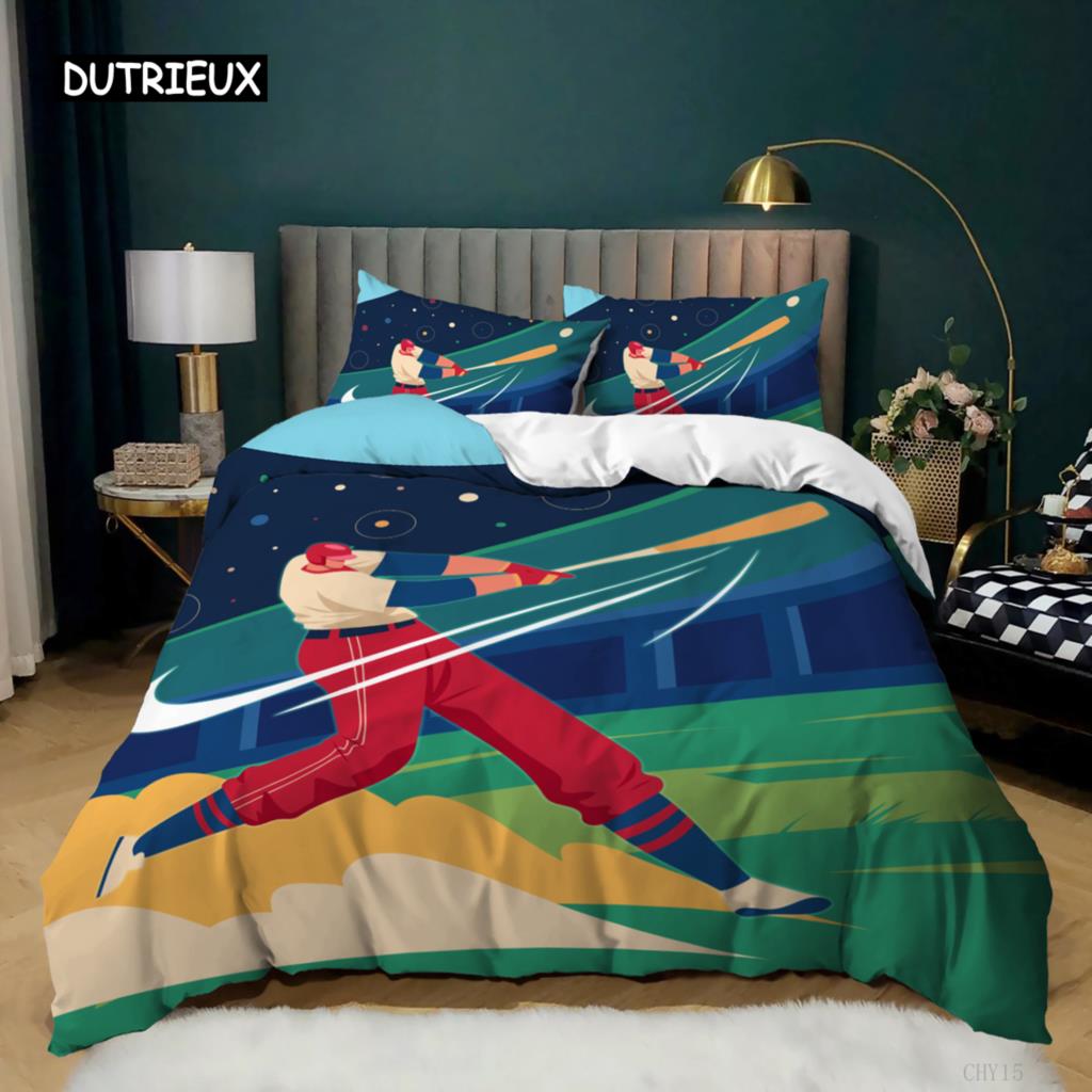 

Комплект постельного белья для мальчиков из микрофибры, двойной пододеяльник для тенниса, спортивная тематика, теннисный комплект постельного белья размера «queen size» для мальчиков EU single(135x200cm)