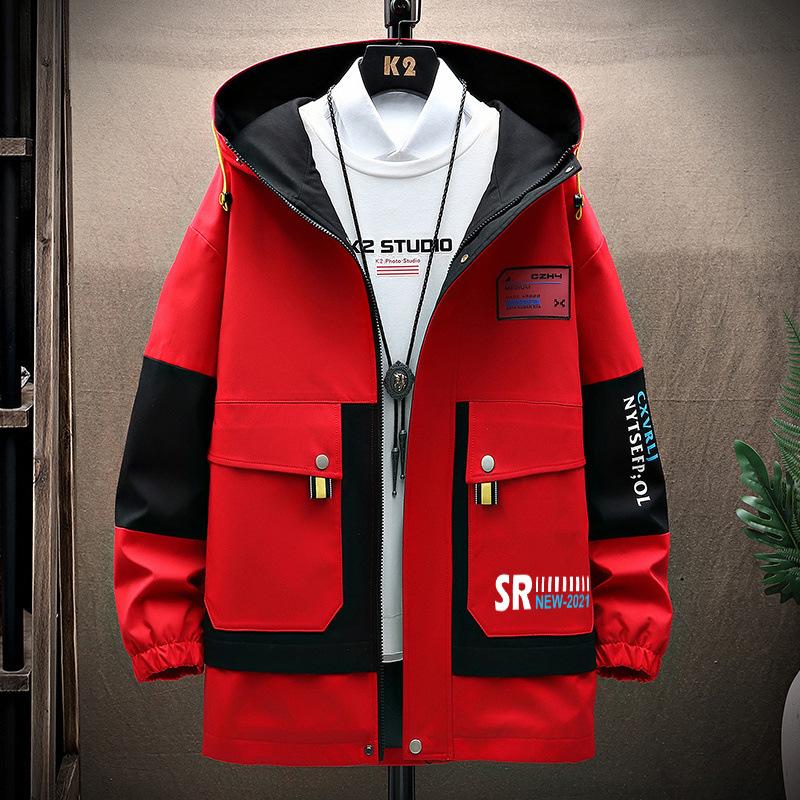 Autumn Winter Trendy Hooded Jacket Windproof Plush Insulation Jacket Printed Men's Outdoor Casual