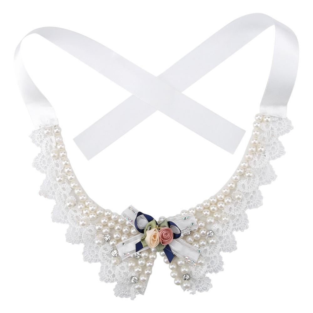 Bow Shape Pet Necklace Soft Liner Dog False Neck Band Pearl Bow Neck Band  Small Medium Breed