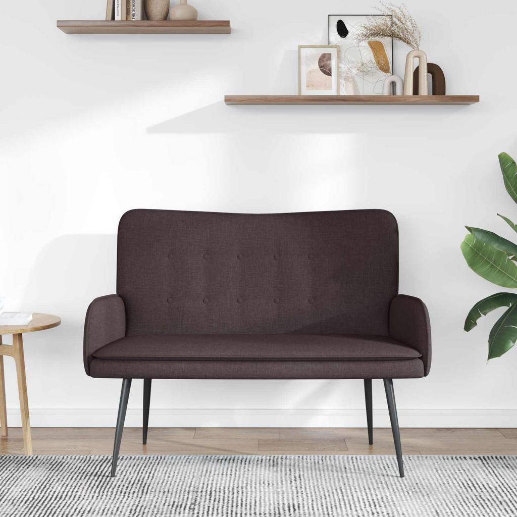 2 Seater Sofa Dark Brown 115 x 61 x 87 cm Fabric