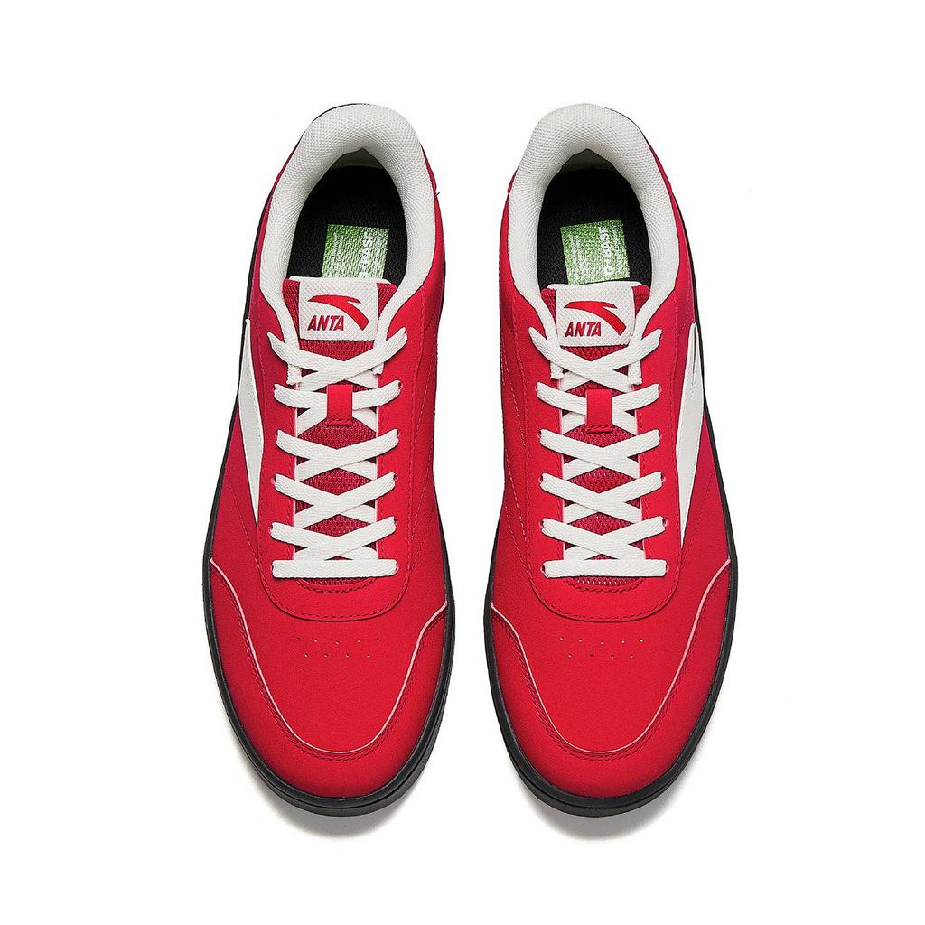 Anta Vitality Classic Retro Campus Life Fashion Versatile Thin Sole Simple Low Top Skate Shoes Men Sneaker Elegant-Red Ivory-White 912618099-7