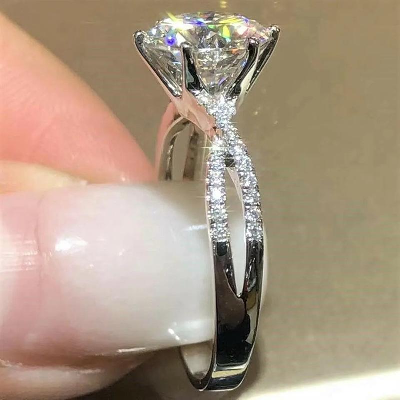 Cao Shi Classic Six-Claw Micro-Inlaid Women's Luxury Fashion Wedding Ring