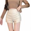 Women's Fall Winter Unique High Waisted Slimming Petite Straight Leg PU Leather Pants Design Y2K Bodycon Shorts Mini Shorts