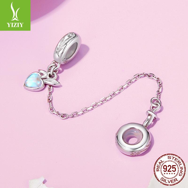925 Silver Beads Easter Bunny Safety Chain Wind Personality Versatile Diy Bracelet Beaded Accessories