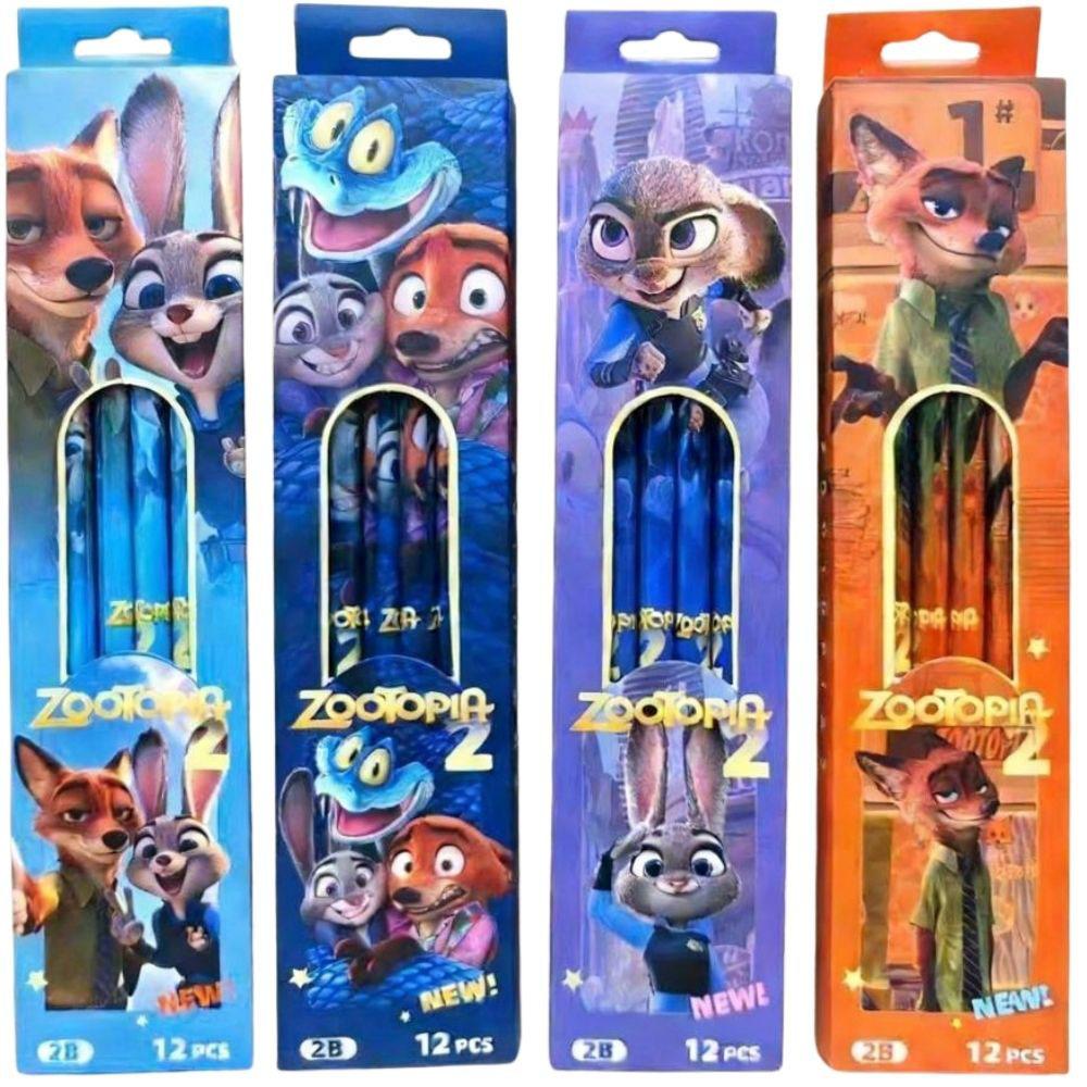 Zootopia 2 12-Pack 2B Pencils, Judy & Nick Cartoon Stationery, Back-To-School & Party Favor Gift