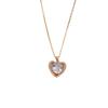 Simple Titanium Steel Necklace: European & American Style, Colorful Zircon Peach Heart Pendant, 14K Gold-Plated with Lasting Color.