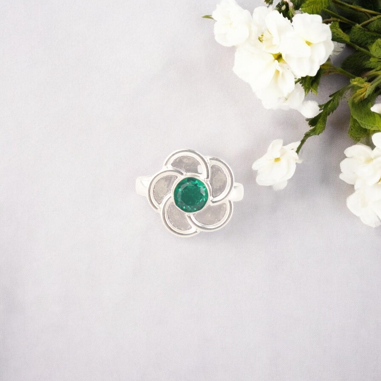 

Кольцо из стерлингового серебра 925 пробы с хромдиопсидом, ручная работа, стильное кольцо RR-51-6 13