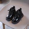 Children Lace-up Booties Girls Crocodile Solid Color Round Toe Boots Women Non-slip Soft Sole and Platform Comfortable Kid Shoes