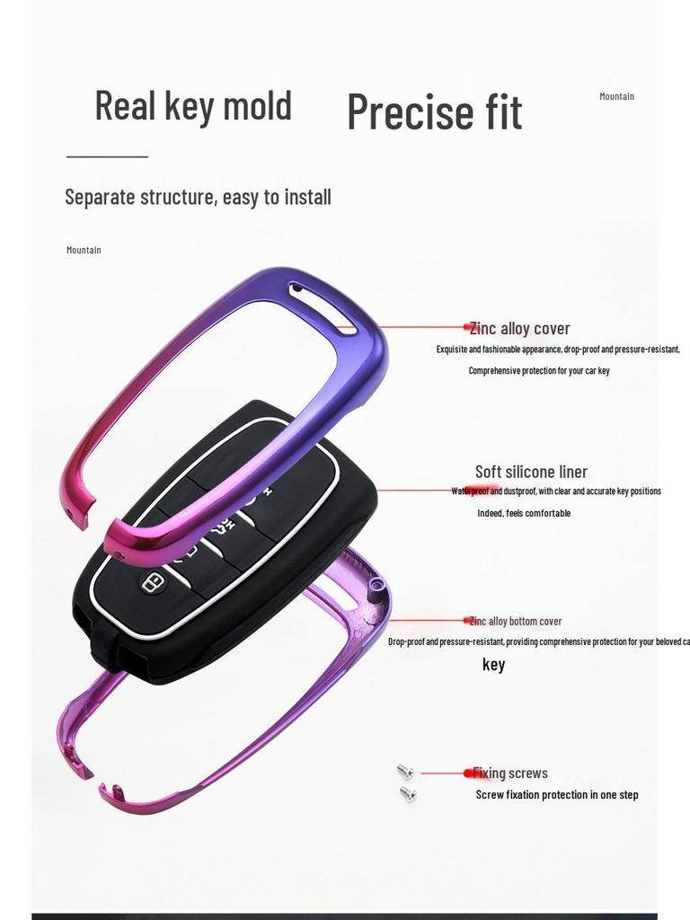 Gradient Metal Full Wrap Key Shell for Hongqi HS5, HS7, H9