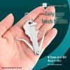 Stainless Steel Multifunctional Keychain Tool: Toothpick, Hook, Opener, and Knife Functions.