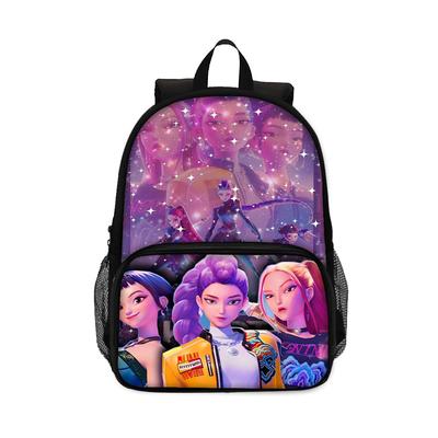 KPop DemonHunters Children's Backpack with Front Pocket, 16-inch Patch Pocket Backpack