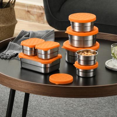 Stainless Steel Snack Containers for Kids Leak Proof Toddler Food Container with Silicone Lids Stackable Metal Lunch Box for School And Daycare