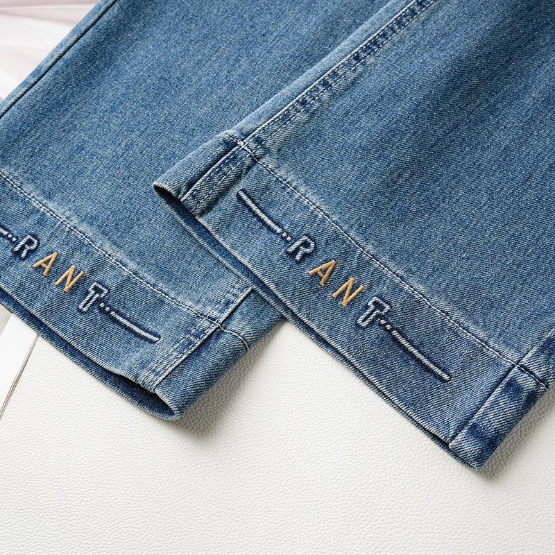 Light Blue High-Waisted Petite Straight-Leg Women's Jeans - Spring 2025 Collection, Loose Fit, Wide-Leg, Slimming Design