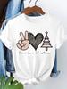 (Asian Size) watercolor cute Short Sleeve T-shirts Merry Christmas Women's Top O-neck T Shirt Print  Fashion Casual New Year Clothing Graphic Tee