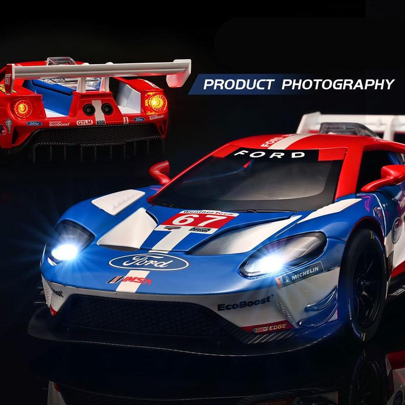 1:24 Ford GT LM GTE Alloy Sports Car Model Diecasts Metal Track Racing Car Vehicles Model Simulation Sound and Light Collection