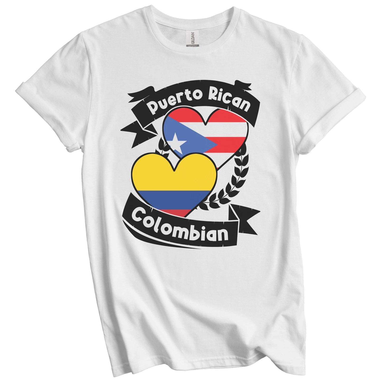 Puerto Rican Colombian Heart Flags Puerto Rico Colombia T-Shirt XL