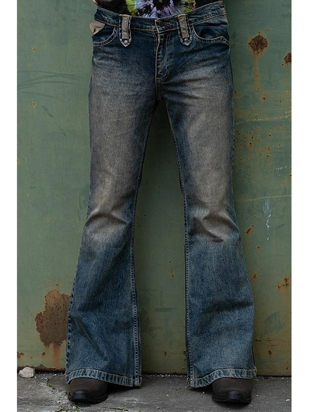 European & American Retro Men's High-Waist Bell-Bottom Jeans - Autumn/Winter Nostalgic Punk Style