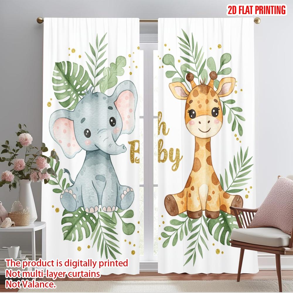

2pcs 2D flat printing Scene Curtain Oh Baby Cute Animals Polyester Without Electricity Party Decorations Use for Holiday Parties 52.50×116.00 CM 2pcs