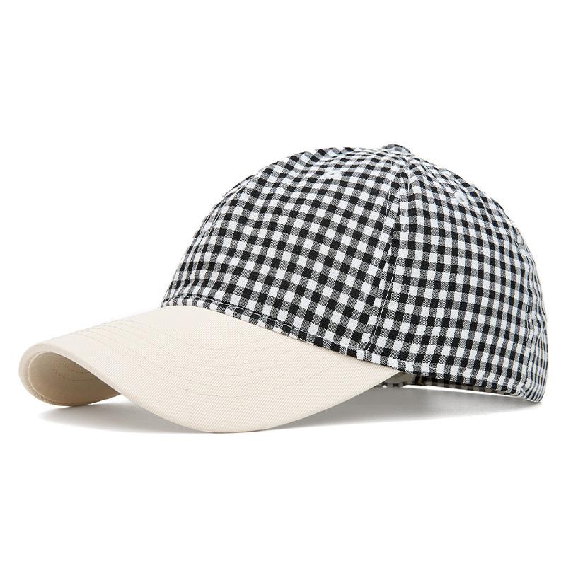 Small Plaid Baseball Cap Unisex Contrast Color Cap Spring Summer Autumn Outdoor Sunscreen Hat чёрный