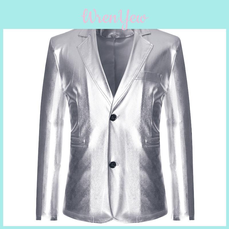Completo Casual Color Oro da Uomo con Tessuto in Cotone Impermeabile per Eventi in Discoteca
