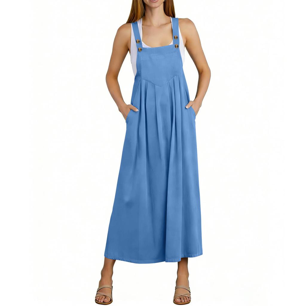 Dames Jurk, Eendelig, Kleur, Casual En Losse Pasvorm, Vintage Met Spaghettibandjes, Gemaakt Van Katoen En Linnen Mix.