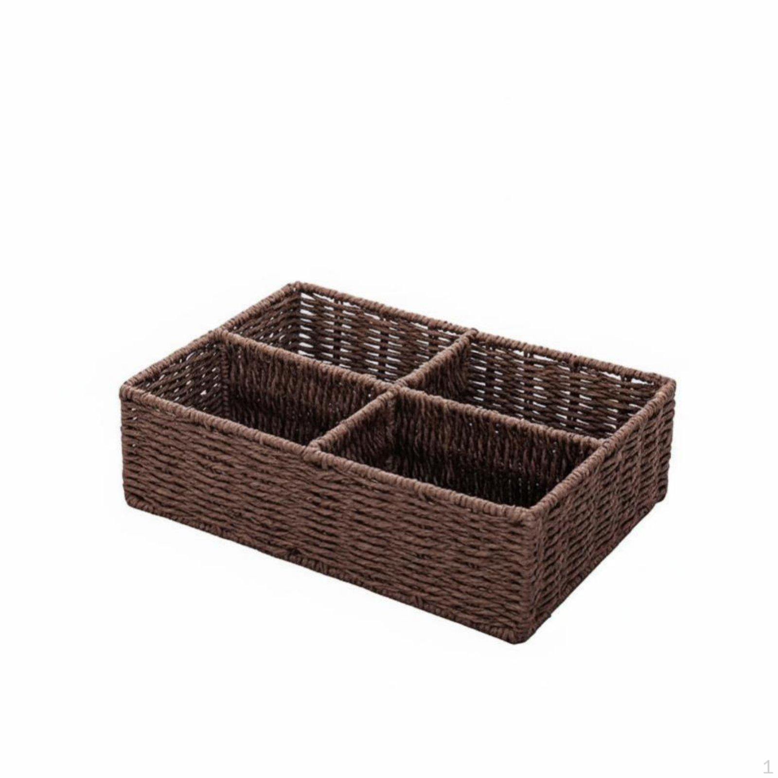 MultiCompartment Woven Holder Handwoven Design Divider Box Handmade Organizer for