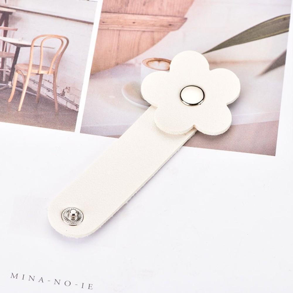 Leather Flower Cable Winder Portable Data Cable Ties Data Cable Protector Clips  Earphone Cord
