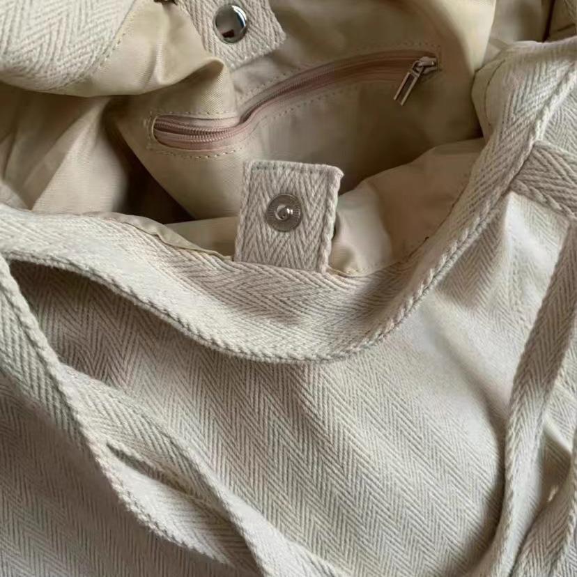 Large Capacity, Korean Version Bag, Women's, Twill Canvas, Commuting Shoulder Bag, Hand-held Casual Women's Bag, Simple, Lazy, Shopping Bag