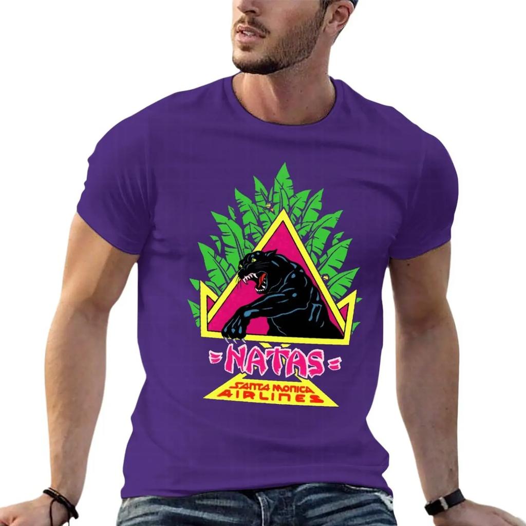 Vintage Santa Monica Airlines Natas Kaupas Funny Oversized T Shirt Printed Men Clothes 100 Cotton Streetwear Plus Size Top Tee