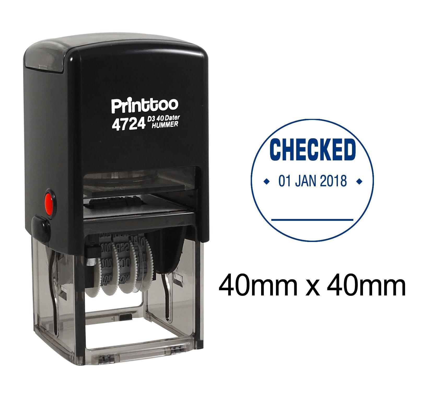 

Printtoo Office Stationery Dater Stamp Self Inking With Checked Text Date Document Rubber 40 mm x 40 mm.(Approx) синій